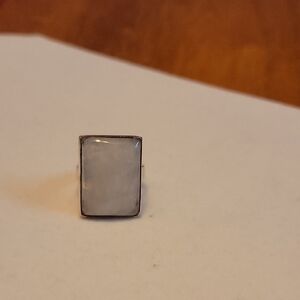Elegant White Moonstone Rectangular Ring